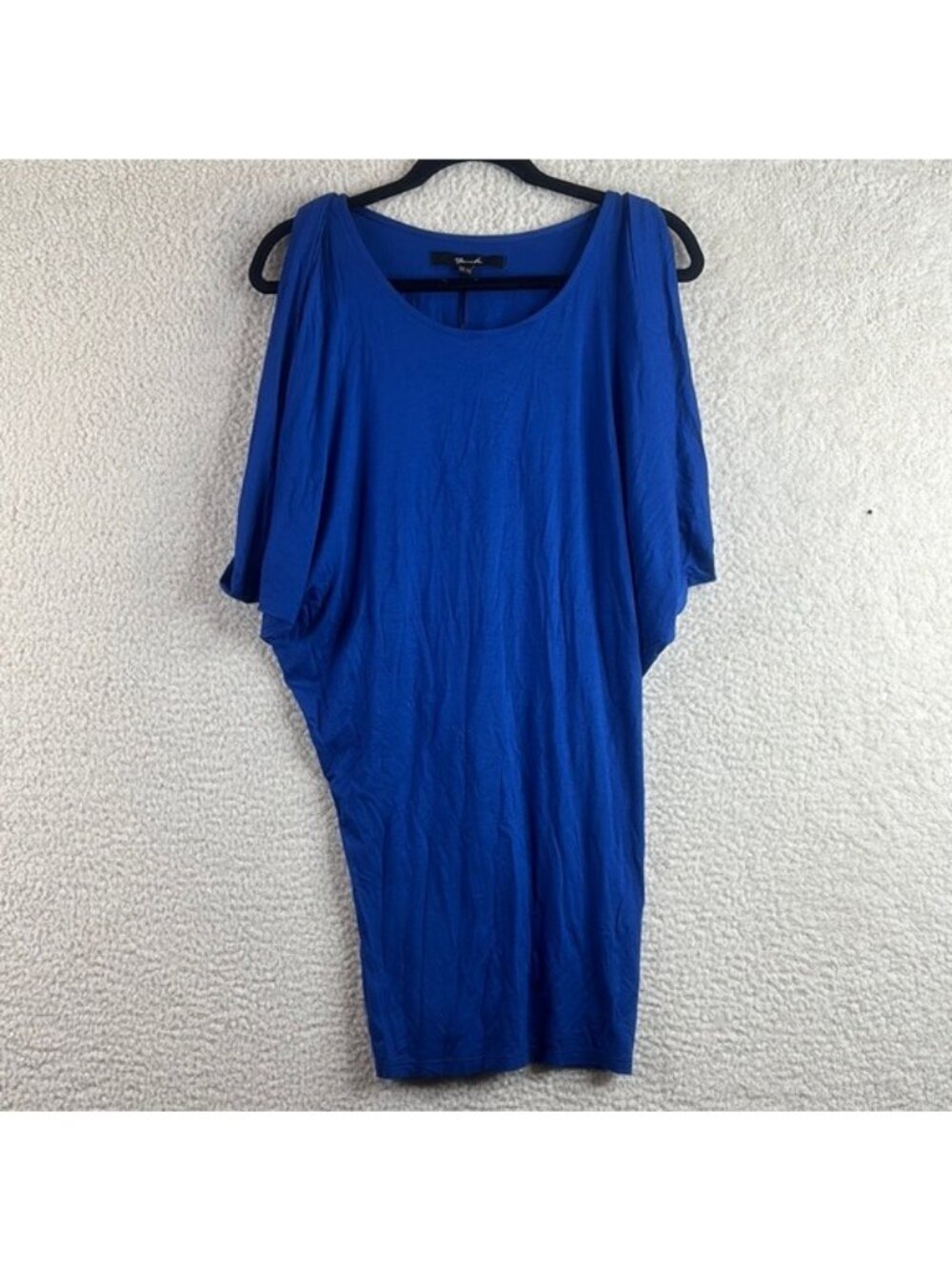 NWT Yana K Womens Blue Stretchy Draped Sleeveless T Shirt Dress One Size Fit All